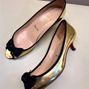 Authentic Christian Louboutin Gold and Black Heels